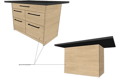Modélisation 3D d’un meuble à tiroirs en bois