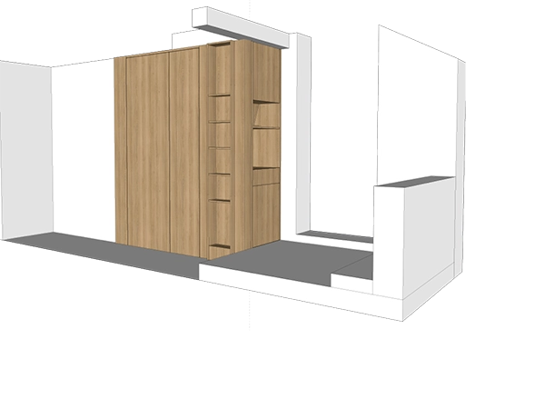 Mobilier en bois sur mesure intégré Conception d’un mobilier sur mesure en bois intégré dans un espace intérieur