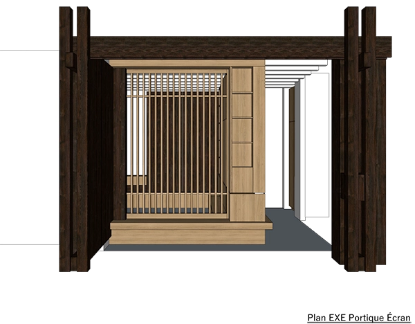 Aménagement bois avec claustra sur mesure Projet d’aménagement intérieur en bois avec structure et claustra sur mesure